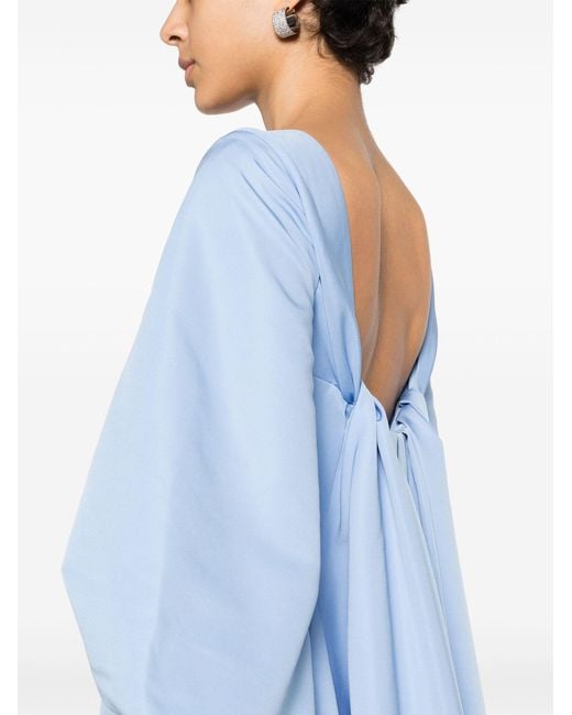 Huishan Zhang Blue Bishop-sleeve Faille Gown - Women's - Silk/polyester