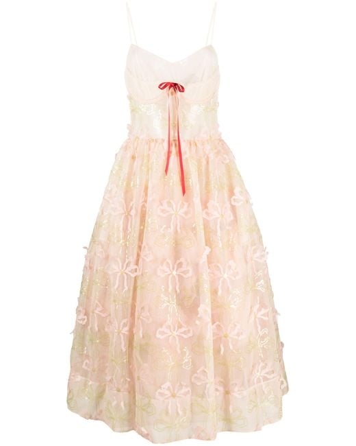 Simone Rocha Pink Neutral Bow-embellished Tulle Dress