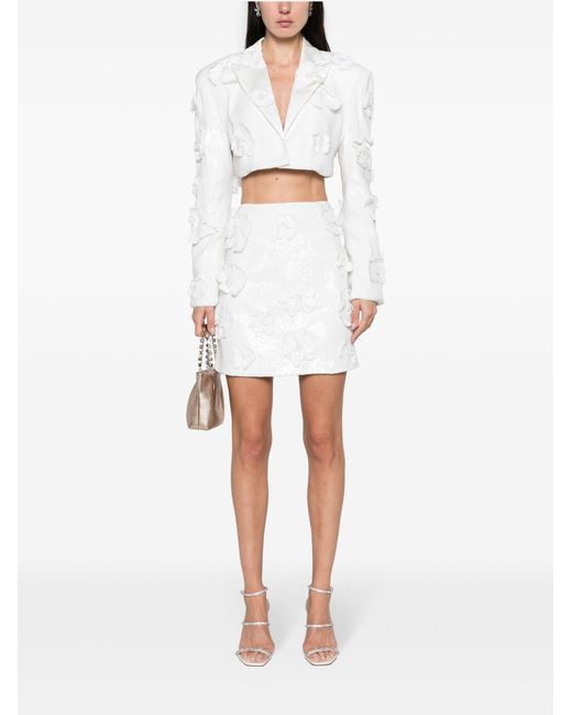 ROTATE BIRGER CHRISTENSEN White Sequinned Mid-rise Miniskirt