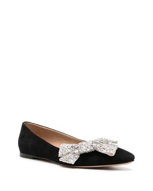 Chloé Black Théa Bow-embellished Suede Ballerina Shoes