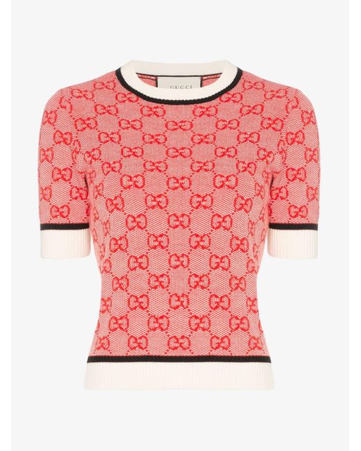 Gucci Red GG Knit Top