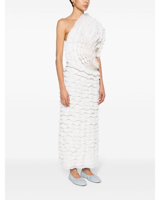 Chloé White Ruffled One-shoulder Dress - Women's - Elastane/silk/polyamide