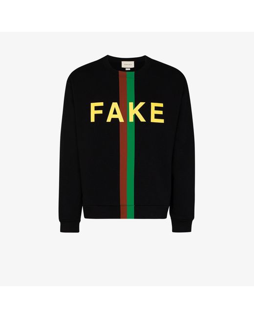 Gucci Black 'fake/not' Print Sweatshirt for men