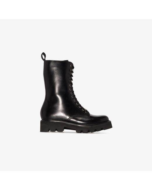 GRENSON Black Mavis Lace-up Leather Boots