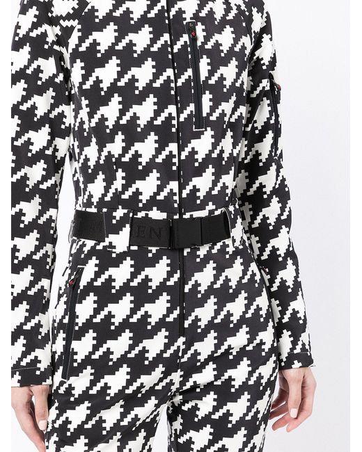 Perfect Moment Black Star Houndstooth-print Ski Suit - Women's - Polyester/polyurethane