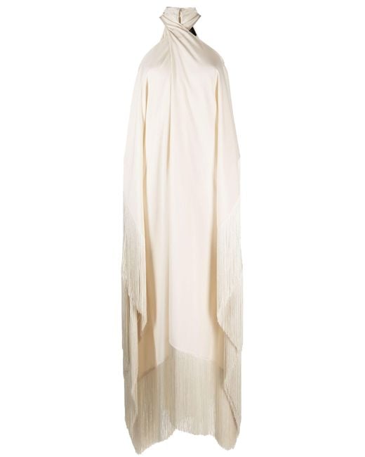 ‎Taller Marmo White Ivory Mambo Fringed Kaftan Dress - Women's - Acetate/viscose