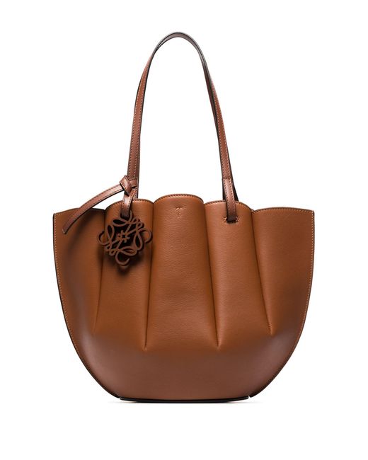 Loewe Brown Small Shell Tote Bag - Women's - Leather