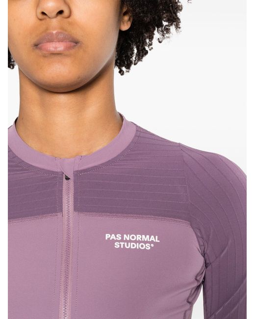 Pas Normal Studios Purple Logo Print Lightweight Cycling Top
