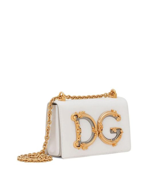 Dolce & Gabbana Natural White Dg Girls Leather Cross Body Bag - Women's - Lambskin