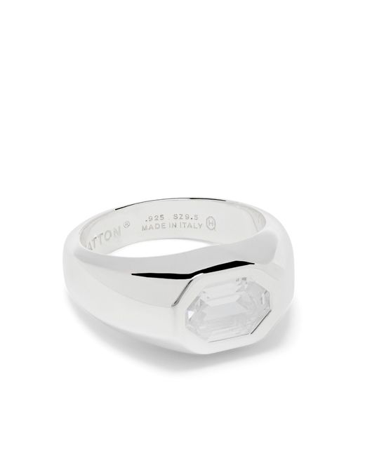 Hatton Labs White Sterling Zirconia Signet Ring for men