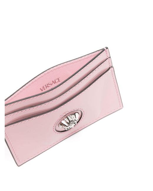 Versace Pink Medusa-plaque Leather Cardholder