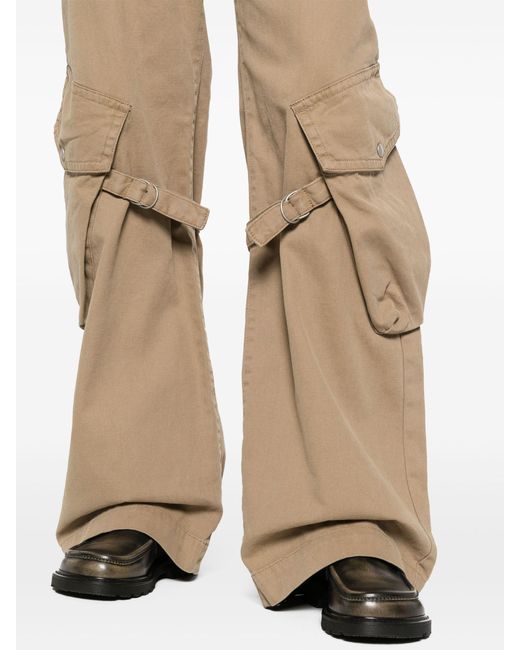 Acne Natural Neutral Straight-leg Cargo Trousers - Women's - Cotton
