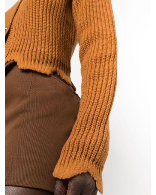 Versace Brown Distressed Wool Cardigan