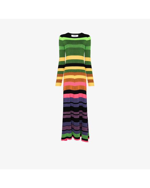 Christopher John Rogers Multicolor Striped Knit Maxi Dress