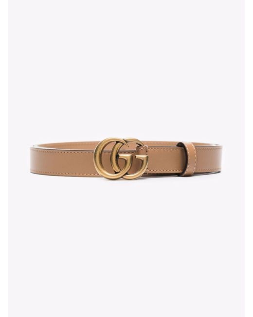 Gucci Neutral Marmont gg Leather Belt | Lyst