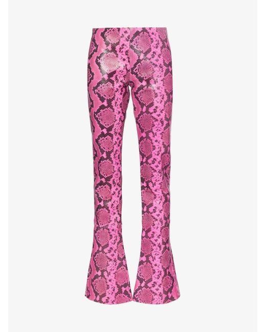 Marques'Almeida Pink Python Effect Leather Trousers