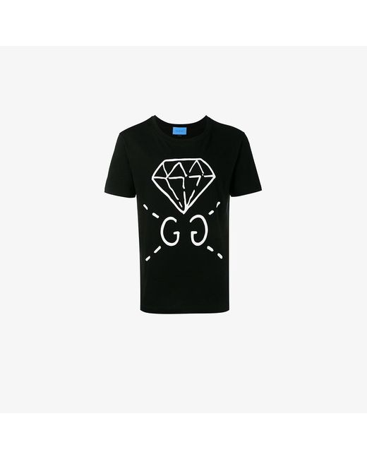 Gucci Diamond Printed Cotton Jersey T-shirt in Black for Men | Lyst  Australia