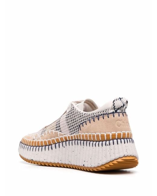 Chloé Pink Neutral Nama Recycled Mesh Sneakers