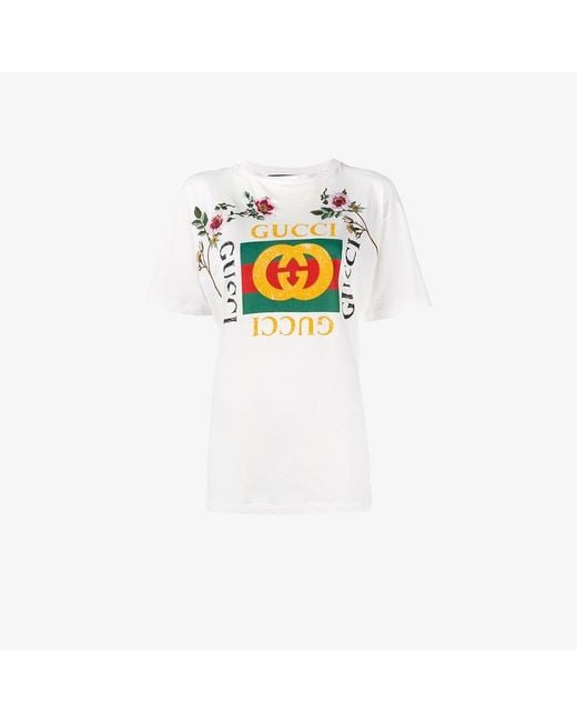 Gucci White 'fake ' Embroidered T-shirt