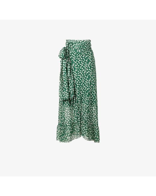 Ganni Green Capella Mesh Floral Print Skirt