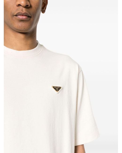 Prada White Triangle-logo Cotton T-shirt - Men's - Cotton for men