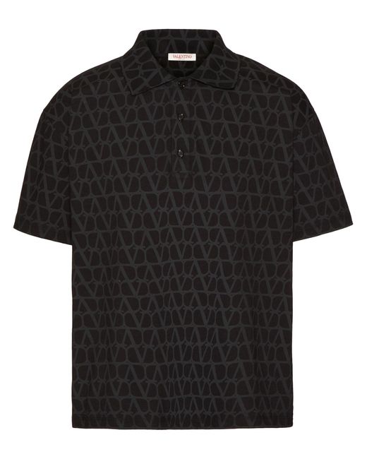 Valentino Garavani Black Toile Iconographe Polo Shirt for men