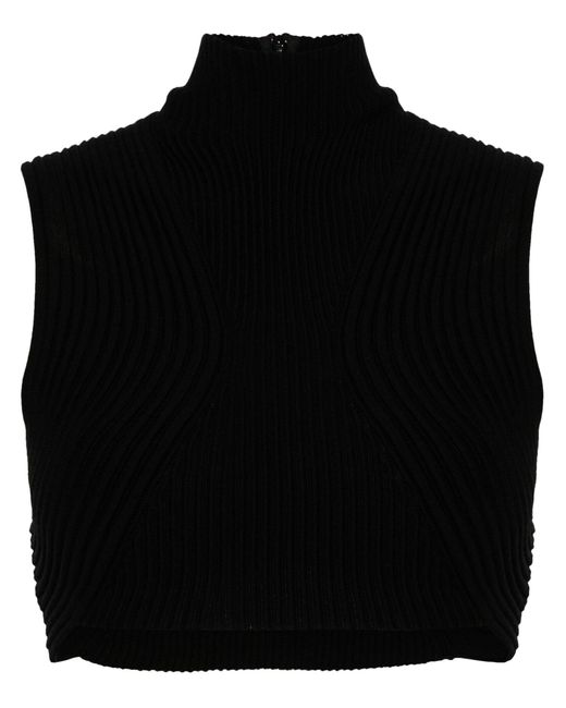 Chloé Black Ribbed-knit Wool Top - Women's - Wool