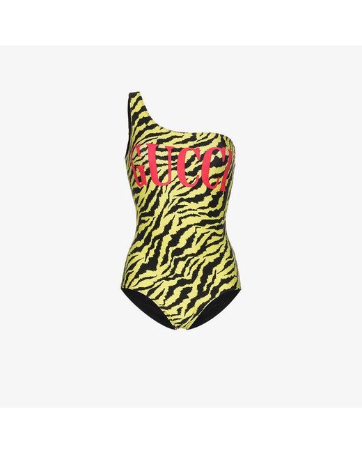 Gucci Yellow Sparkling Swimsuit With Zebra Print