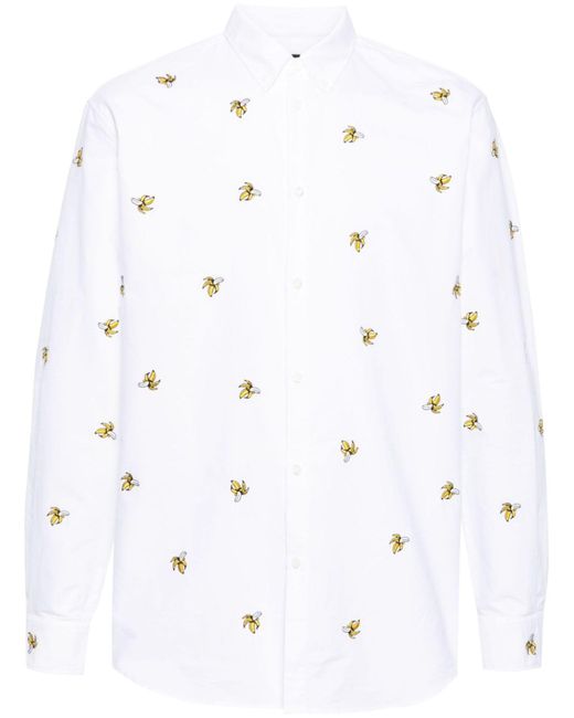DSquared² White Banana-embroidered Cotton Shirt - Men's - Cotton for men