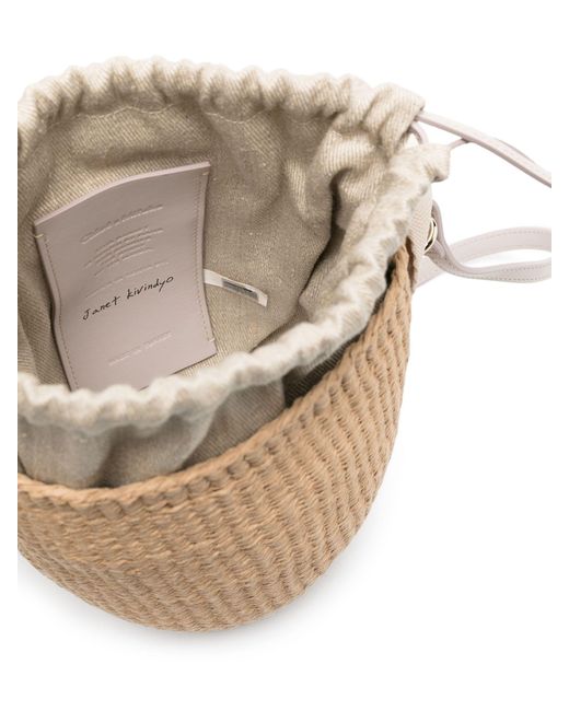 Chloé Natural Wild Grey And Beige Logo Strap Woven Two-way Bag