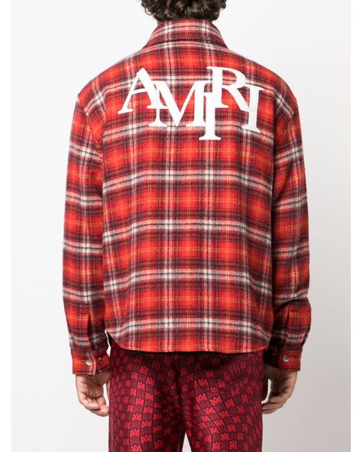 Amiri Red X Browns Plaid-check Wool Shirt for men