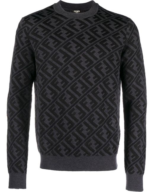Fendi Black Grey Ff Logo Sweater - Men's - Viscose/virgin Wool for men