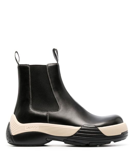 Lanvin Flash-x Leather Chelsea Boots in Black for Men | Lyst