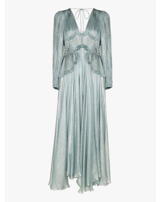 Maria Lucia Hohan Blue Tessa Draped Metallic Silk Gown - Women's - Silk