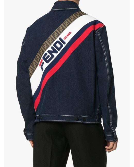 Fendi Mens Blue X Fila Mania Denim Jacket for Men Lyst