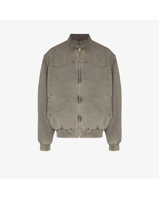 Carhartt WIP Gray Grey Santa Fe Organic Cotton Bomber Jacket for men