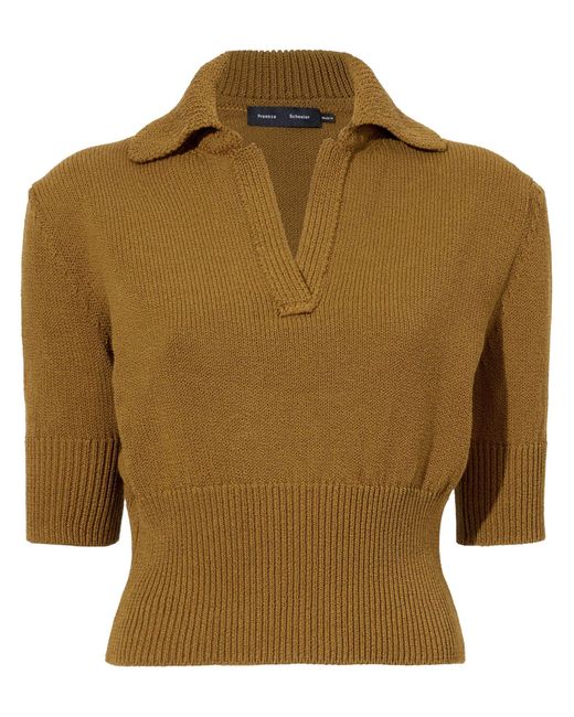 Proenza Schouler Brown Reeve Knitted Polo Top