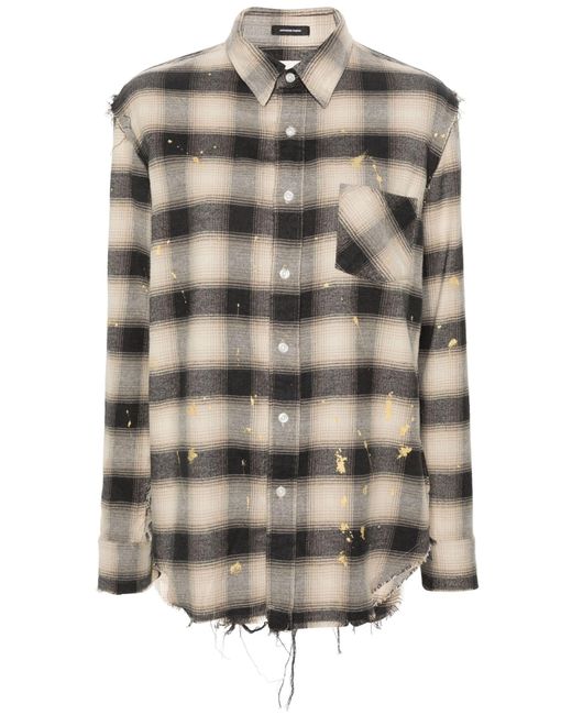 R13 Gray Neutral Exposed-seams Checked Shirt - Women's - Cotton