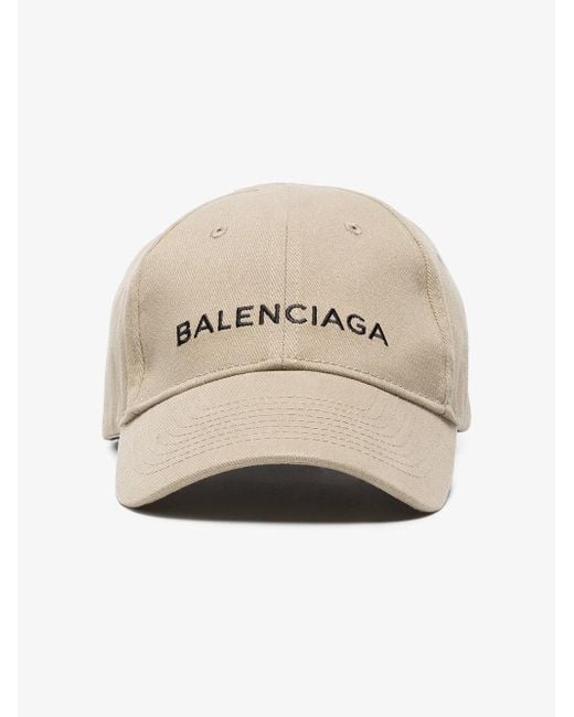 Balenciaga Cotton Beige Logo Cap in Natural | Lyst