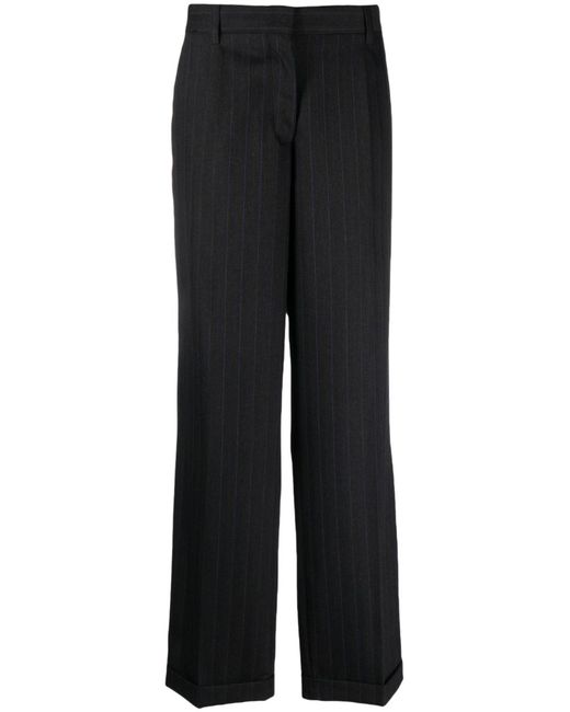 Miu Miu Black Pinstripe Tailored Wool Trousers - Women's - Viscose/virgin Wool