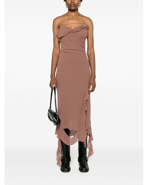 Acne Pink Ruffled-strap Midi Dress