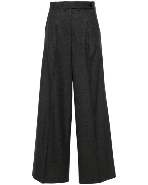 Racil Black Cary Pinstripe-pattern Wool Trousers
