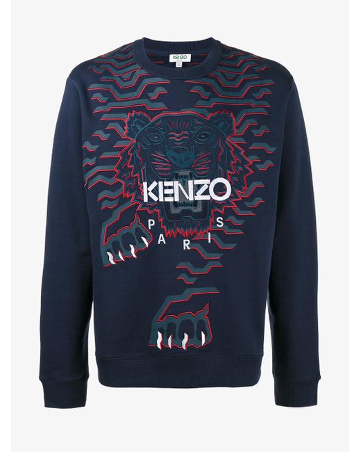 KENZO Geo Tiger Sweatshirt in Blue for Men | Lyst Australia