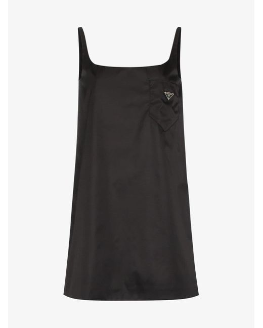 Prada Black A-line Logo Mini Dress