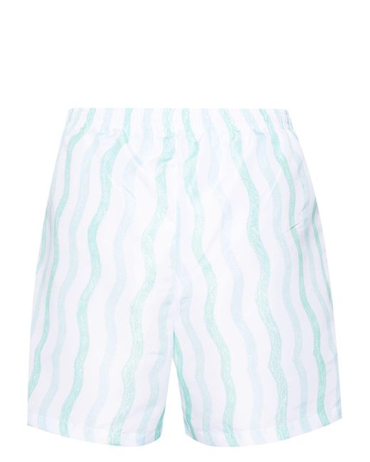 Casablancabrand White And Blue Striped Bermuda Shorts - Men's - Polyester/elastane for men