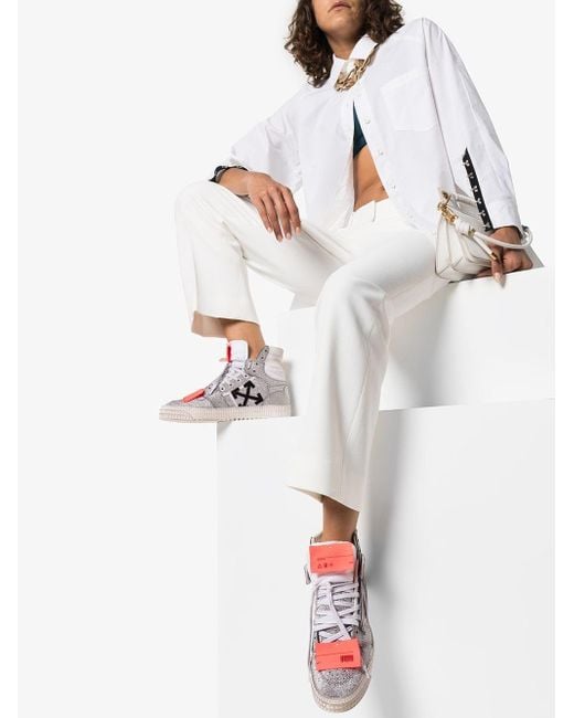 Off White c o Virgil Abloh Silver Off court Glitter High Top Sneakers in Metallic Lyst