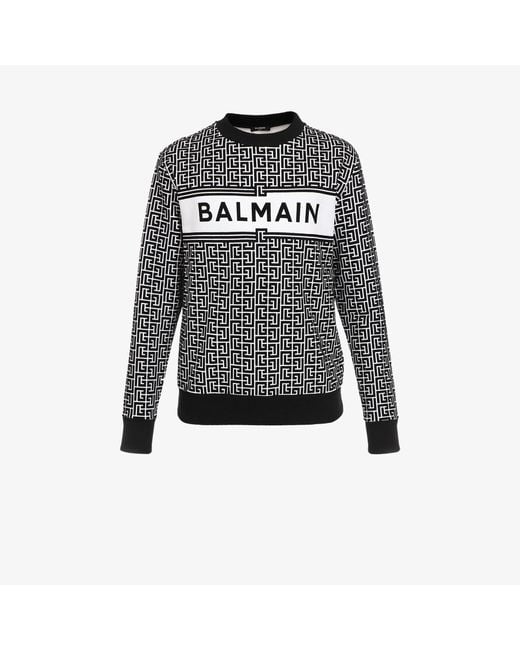 Balmain White Monogram Logo Sweater for men