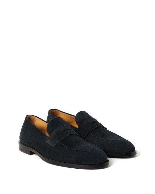 Brunello Cucinelli Black Low-heel Suede Loafers for men
