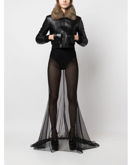 Saint Laurent Gray Flared Sheer Tulle Skirt - Women's - Polyamide/elastane