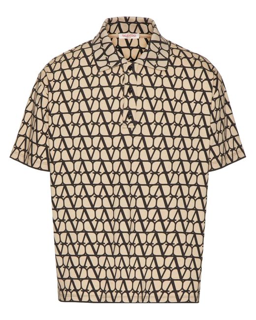 Valentino Garavani Natural Neutral Toile Iconographe Polo Shirt - Men's - Cotton for men